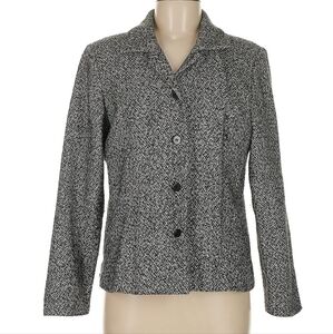 Christopher And Banks Women's Black and White Tweed Jacket Blazer Career Office